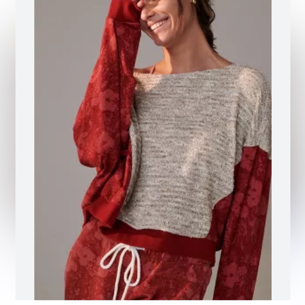 Anthropologie Saturday Sunday Flora‎ Printed Sweatshirt Oversized Dolman Size S